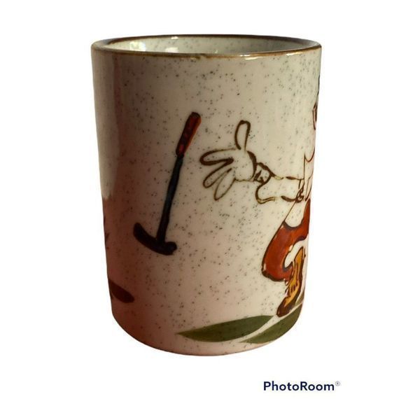 Vtg Golf Stoneware‎ themed coffee mug hole in one Golf Brown speckled - Picture 2 of 7